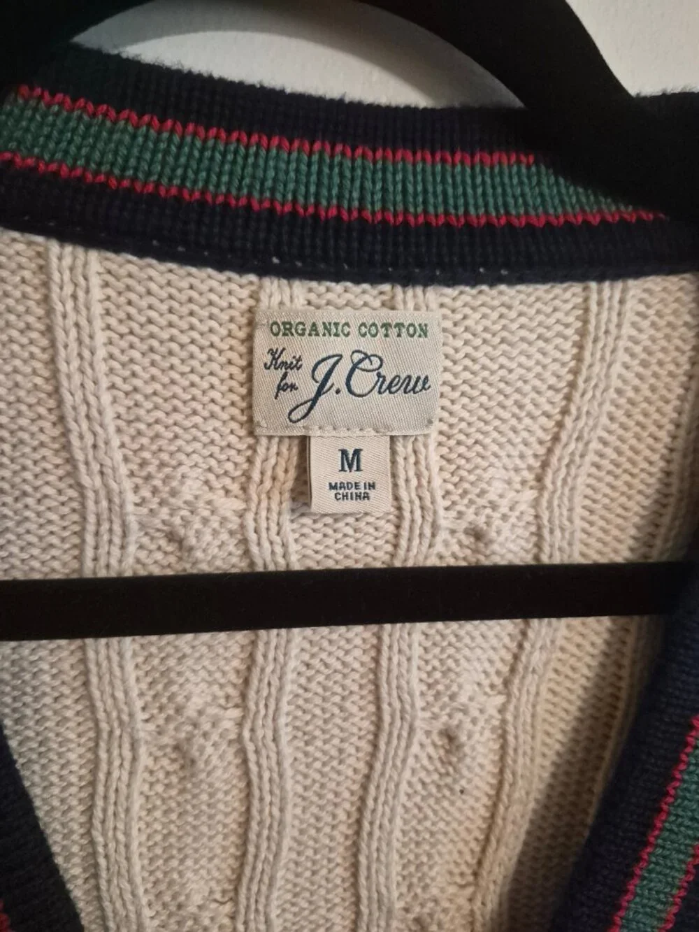 J Crew Organic Cotton Grandpa Core Cable Knit V-Neck Cardigan Vest
